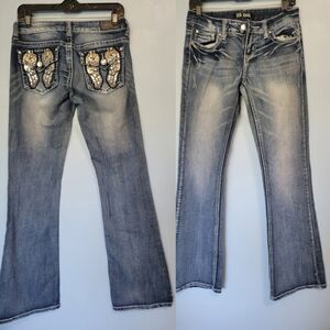 Zco Angel Wings Embellished Low-rise Jeans Size 7 waist 28"